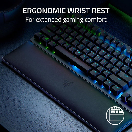 Razer Huntsman V2 Optical Gaming Keyboard: Linear Optical Switches - 8000Hz Polling Rate - Doubleshot PBT Keycaps - Dedicated Media Keys & Dial - Ergonomic Wrist Rest - Snap Tap