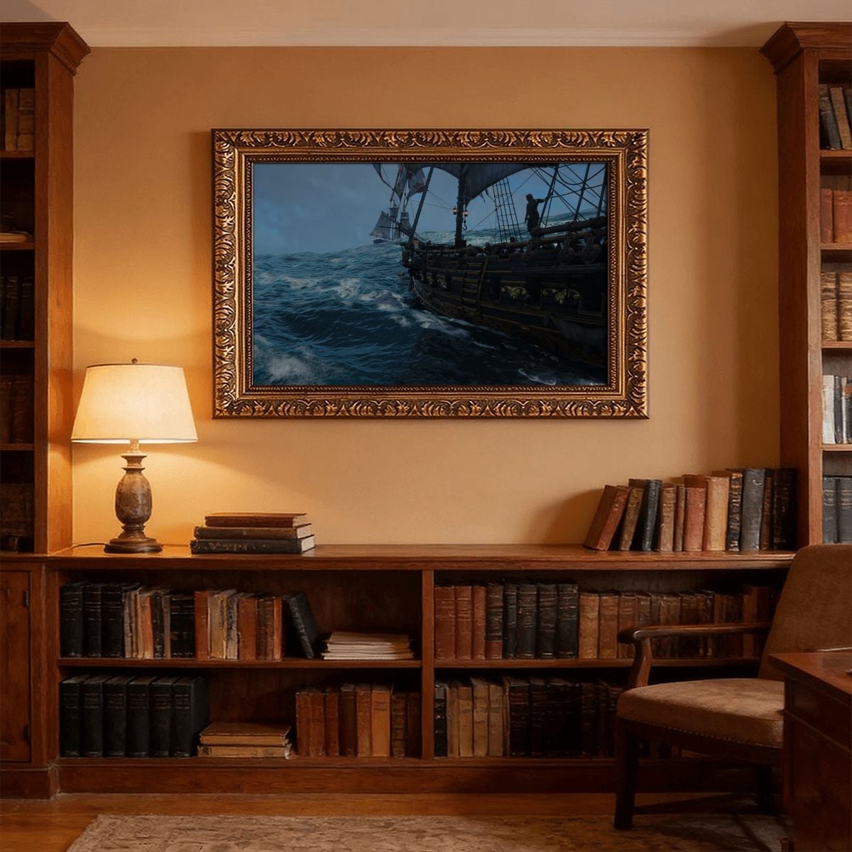 Black Flag Vintage Gold Framed Canvas Wall Art - Made in USA