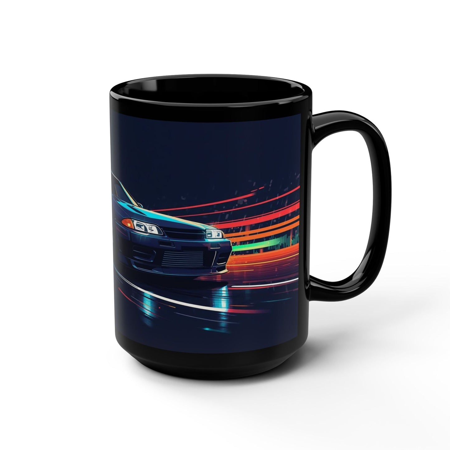JDM Drift Racing 15oz Black Mug — Blue Smoke Design