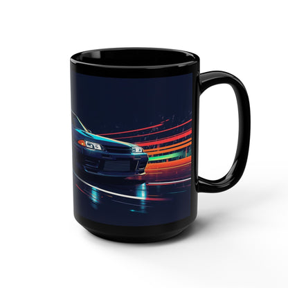 JDM Drift Racing 15oz Black Mug — Blue Smoke Design