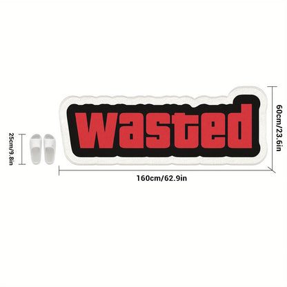 WASTED Gaming Rug - GTA-Style Shaped Floor Mat for Gamers