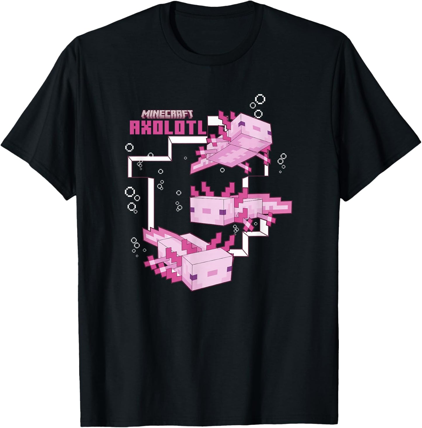 Minecraft Pink Axolotl Pond T-Shirt Small