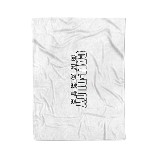 a white towel with a black and white logo on it
