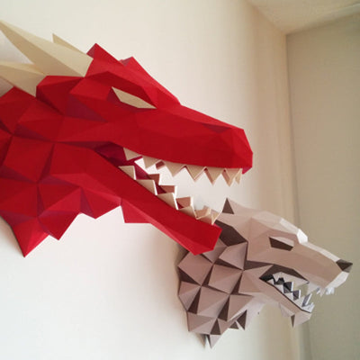 Game of  Power Dragon Mother 3D Paper Puzzles Red Dragon Head  Models Adult Gift Kids Wall Decorations Home Decor DIY Toys Art Gapo Goods