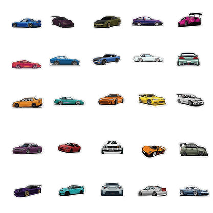Racing Car Graffiti Sticker Pack – JDM Waterproof Decals for Laptops, Bikes & Skateboards