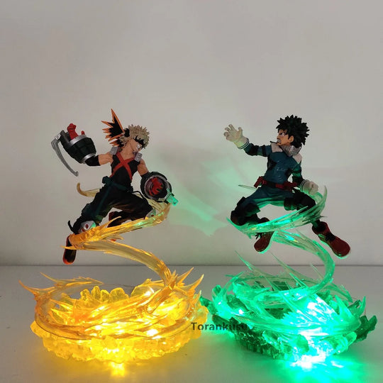 Bakugou Katsuki vs Midoriya Izuku Action Figures from My Hero Academia LED Toy