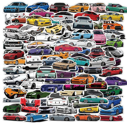 Racing Car Graffiti Sticker Pack – JDM Waterproof Decals for Laptops, Bikes & Skateboards