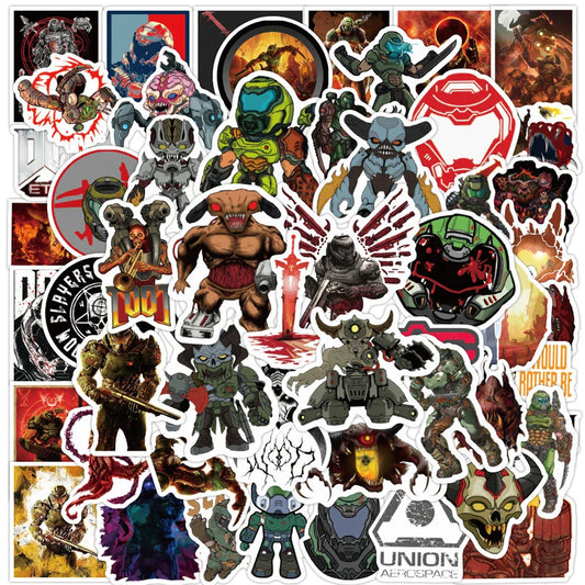 Gear up for gaming glory with the 10/30/50PCS Game Doom Eternal Sticker set