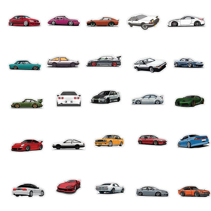 Racing Car Graffiti Sticker Pack – JDM Waterproof Decals for Laptops, Bikes & Skateboards