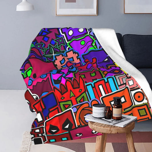 Geometry Dash Winter Throw Blanket