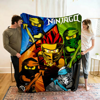 Ninjago Flannel Blanket - Cartoon Anime Throw for Kids, Home, and Travel