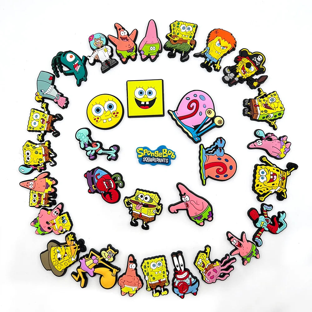 SpongeBob Shoe Charms - Cartoon Sandal Decorations for Clogs and Pins - PVC Accessories