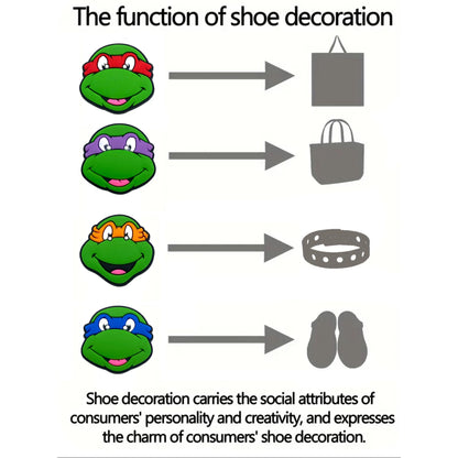 Teenage Mutant Ninja Turtles Shoe Charms - TMNT PVC Buckle Decorations for Shoes, Bracelets and Bags