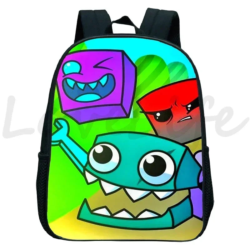 Geometry Dash Kids Backpack - Anime Cartoon School Bag for Boys and Girls