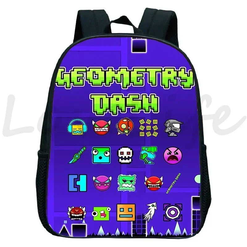 Geometry Dash Kids Backpack - Anime Cartoon School Bag for Boys and Girls