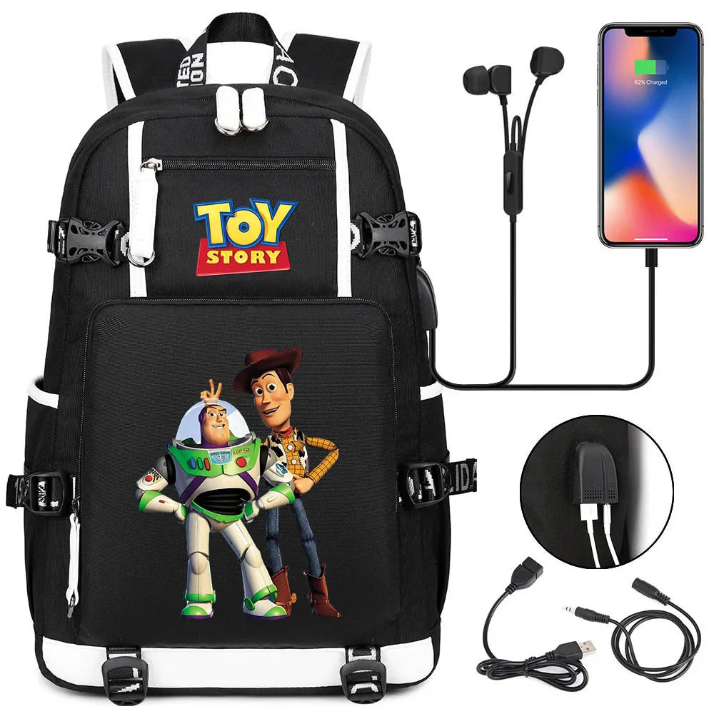 Buzz Lightyear Woody Schoolbag USB Charging Backpack - Gapo Goods Backpack 026