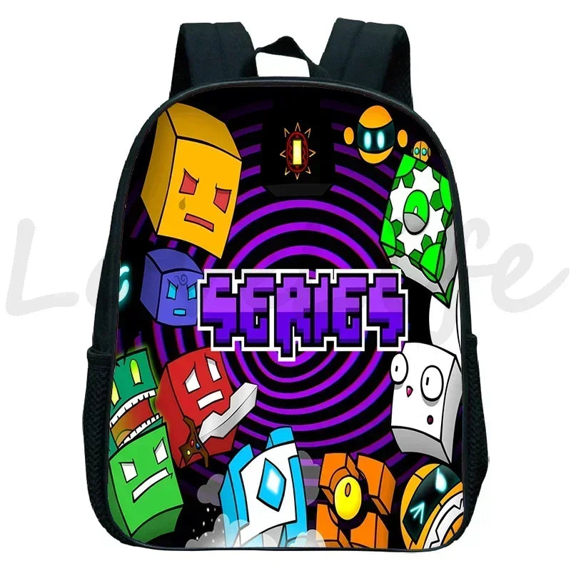 Geometry Dash Kids Backpack - Anime Cartoon School Bag for Boys and Girls