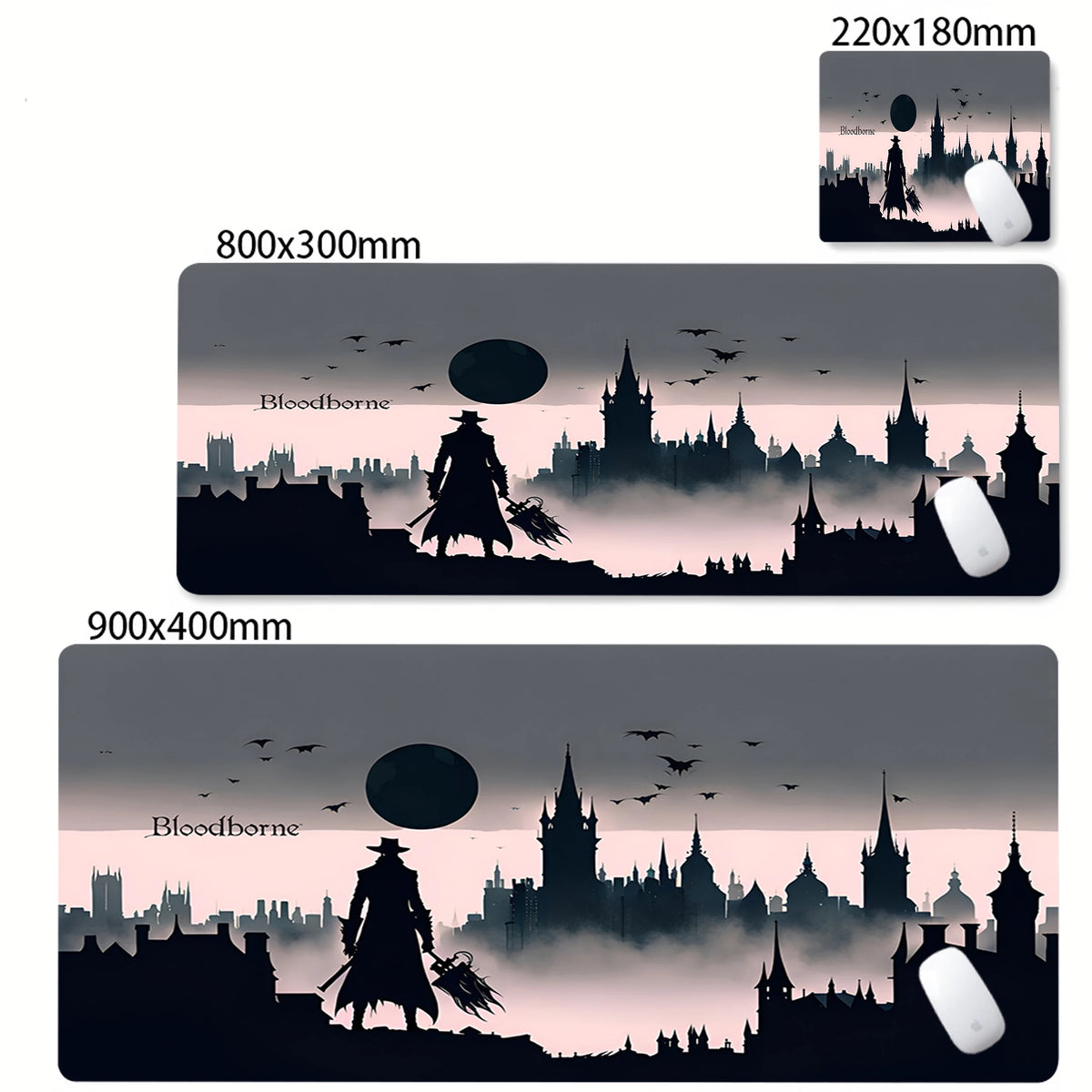 Bloodborne Extended Desk Mat - Natural Rubber Gaming Mouse Pad