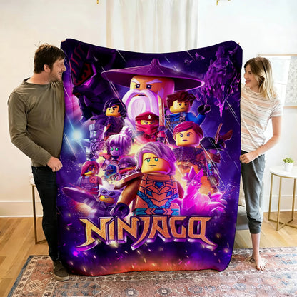 Ninjago Flannel Blanket - Cartoon Anime Throw for Kids, Home, and Travel