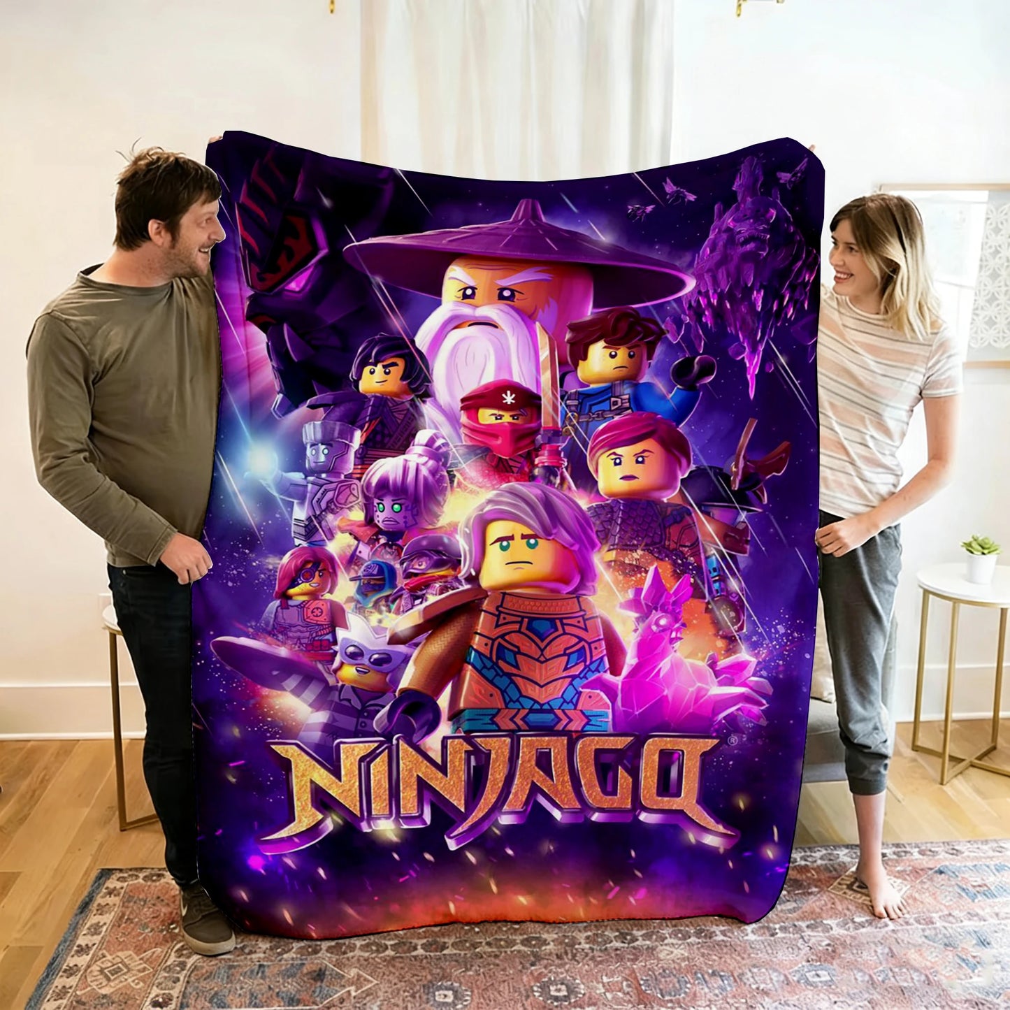 Ninjago Flannel Blanket - Cartoon Anime Throw for Kids, Home, and Travel