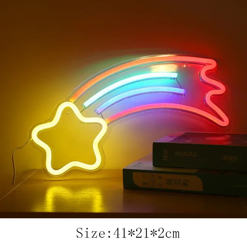 a neon sign with a star on top of it