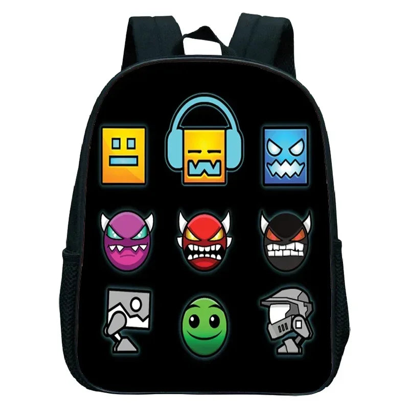 Geometry Dash Kids Backpack - Anime Cartoon School Bag for Boys and Girls