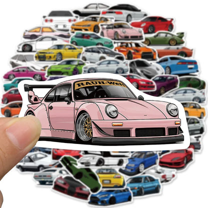 Racing Car JDM Sticker Bomb Pack - Waterproof Vinyl Decals for Skateboard, Bike, and Motorcycle