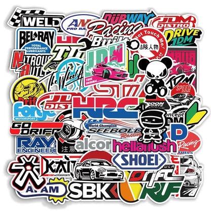 10/20/50/100 calcomanías geniales JDM para auto, motocicleta, scooter, bicicleta, patineta, laptop, graffiti, vinilo, bomba de calcomanías