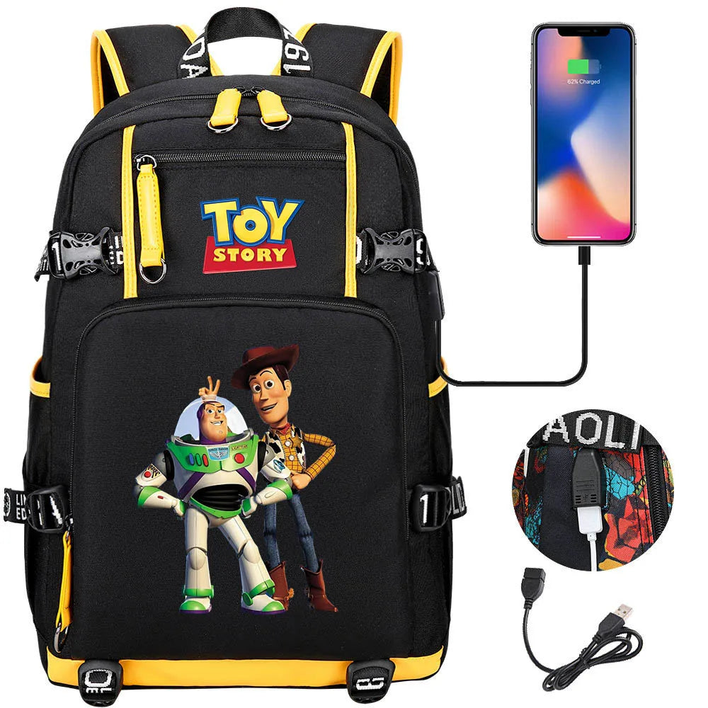 Buzz Lightyear Woody Schoolbag USB Charging Backpack - Gapo Goods Backpack 024