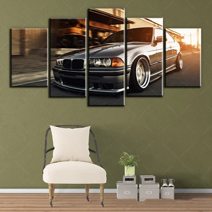 BMW E36 5-Piece Canvas Wall Art - Sports Car Poster Set for Living Room and Bedroom