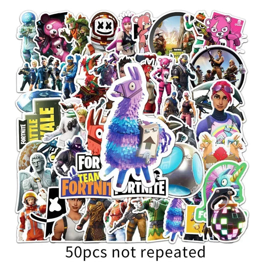 50PCS Fortnite Character & Graffiti Stickers – Waterproof Vinyl Decals for Laptops, Water Bottles, Skateboards & More