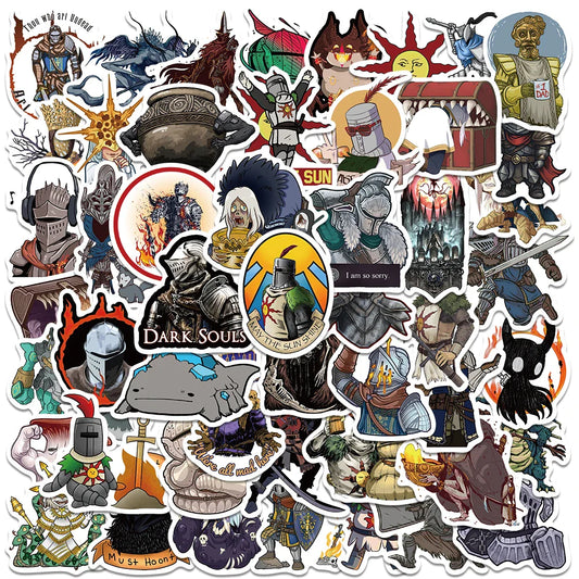 50PCS Dark Souls Themed Sticker Set – Waterproof Vinyl Decals for Laptops, Water Bottles, Consoles & More