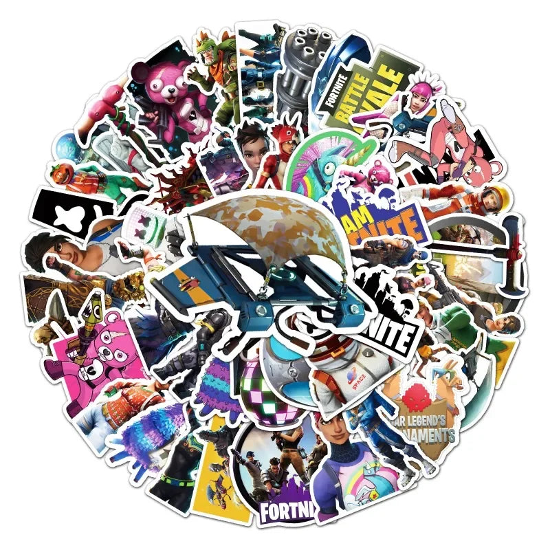 50PCS Fortnite Character & Graffiti Stickers – Waterproof Vinyl Decals for Laptops, Water Bottles, Skateboards & More