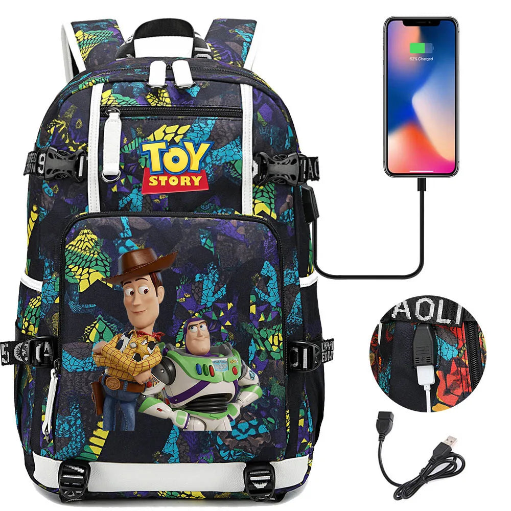 Buzz Lightyear Woody Schoolbag USB Charging Backpack - Gapo Goods Backpack 002