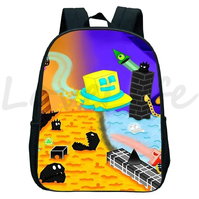 Geometry Dash Kids Backpack - Anime Cartoon School Bag for Boys and Girls
