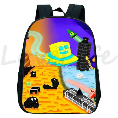 Geometry Dash Kids Backpack - Anime Cartoon School Bag for Boys and Girls