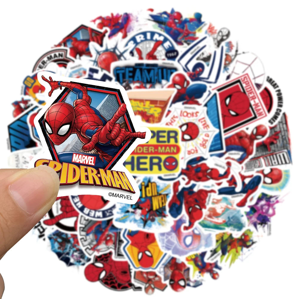 50-Piece Spider-Man Sticker Set for Laptop Guitar Suitcase - Waterproof Decals for Kids Toys