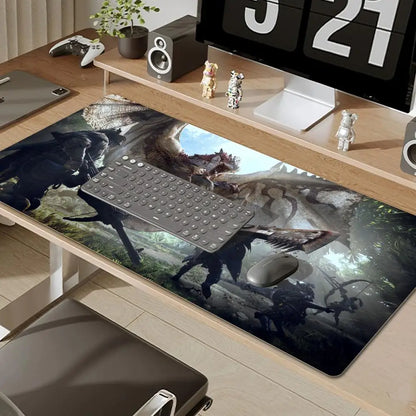 Monster Hunter World Alfombrilla de Ratón Alfombras de Mesa Teclado de Goma Kawaii XXL 90x40cm Alfombrilla Antideslizante