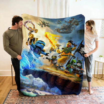Ninjago Flannel Blanket - Cartoon Anime Throw for Kids, Home, and Travel