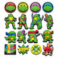 Collection of Teenage Mutant Ninja Turtles-themed magnets on a white background