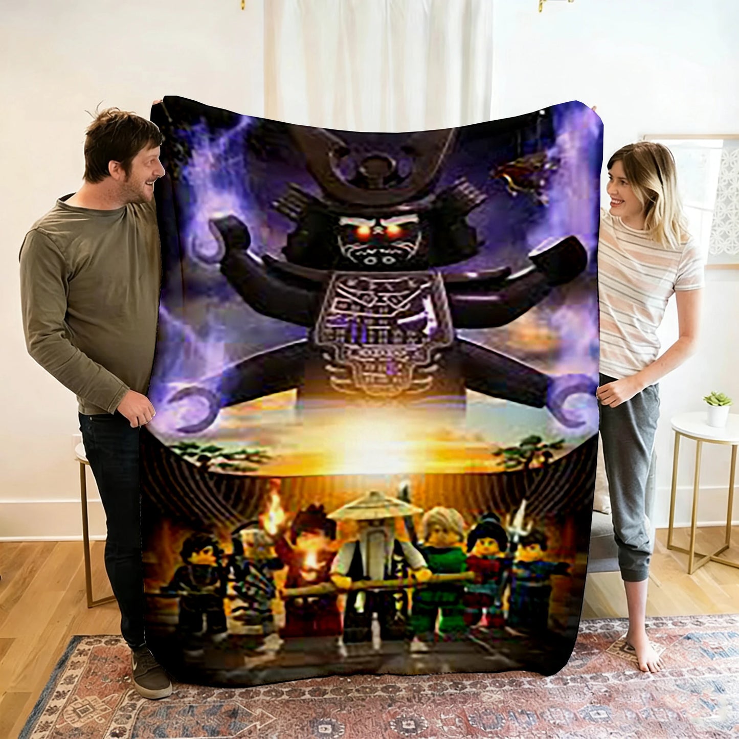 Ninjago Flannel Blanket - Cartoon Anime Throw for Kids, Home, and Travel