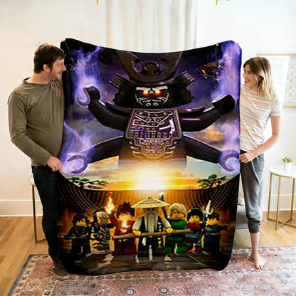 Ninjago Flannel Blanket - Cartoon Anime Throw for Kids, Home, and Travel