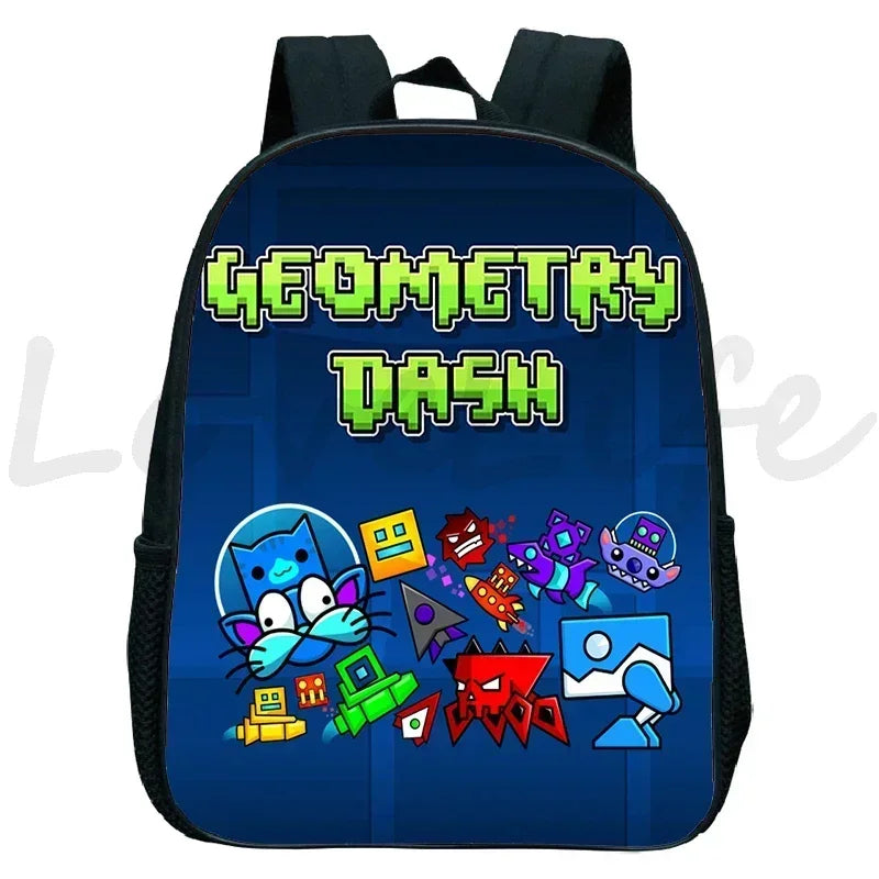 Geometry Dash Kids Backpack - Anime Cartoon School Bag for Boys and Girls