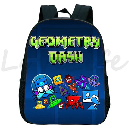 Geometry Dash Kids Backpack - Anime Cartoon School Bag for Boys and Girls