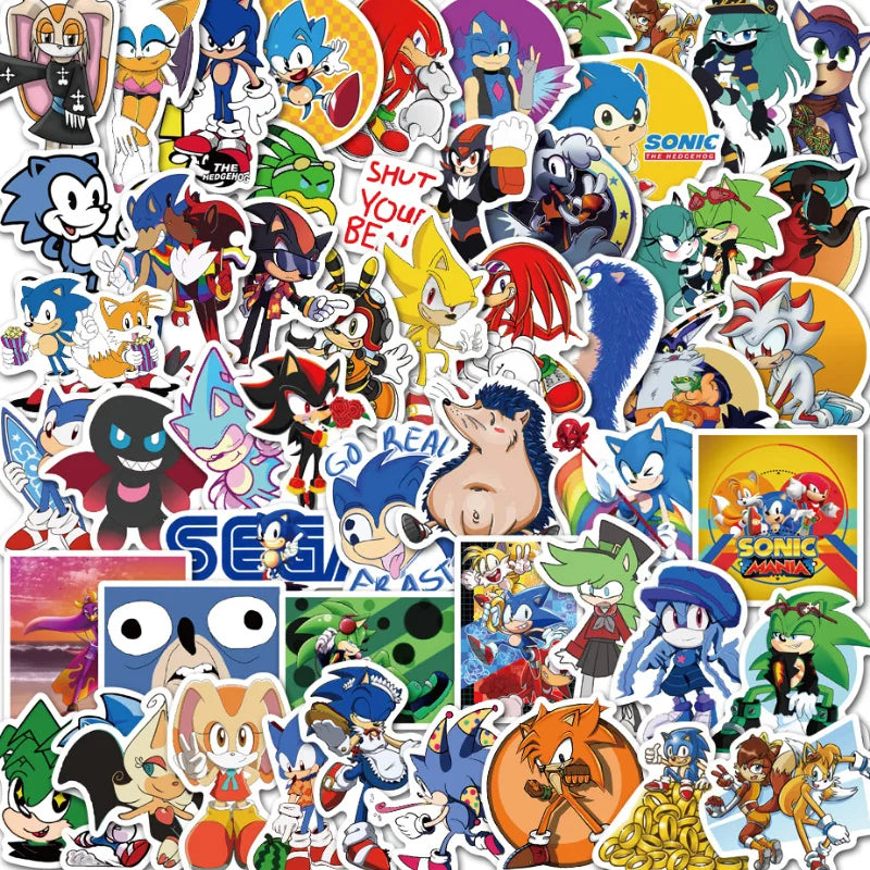 50Pcs/Set Cartoon Sonic Stickers Hedgehog Anime Toys Cartoon Graffiti Sticker for Water Bottle Laptop Luggage