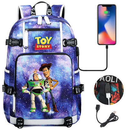 Buzz Lightyear Woody Schoolbag USB Charging Backpack - Gapo Goods Backpack 023