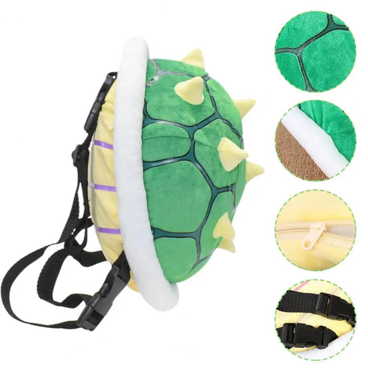 Lovely Turtle Shell Backpack with Snacks Bag - Practical Kids Accessories in Green