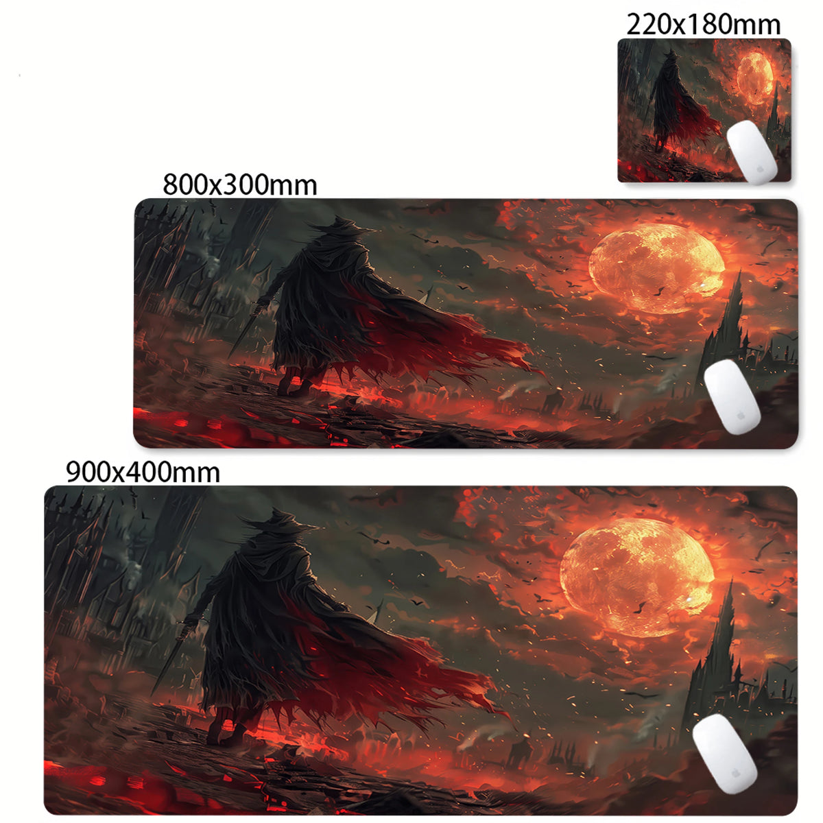 Bloodborne Extended Desk Mat - Natural Rubber Gaming Mouse Pad