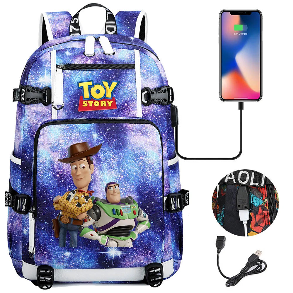 Buzz Lightyear Woody Schoolbag USB Charging Backpack - Gapo Goods Backpack 004