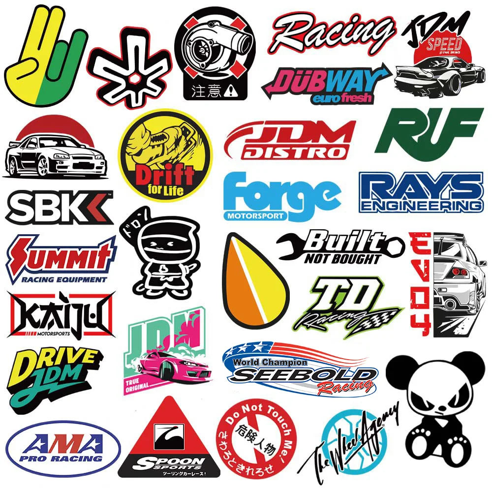 10/20/50/100 calcomanías geniales JDM para auto, motocicleta, scooter, bicicleta, patineta, laptop, graffiti, vinilo, bomba de calcomanías
